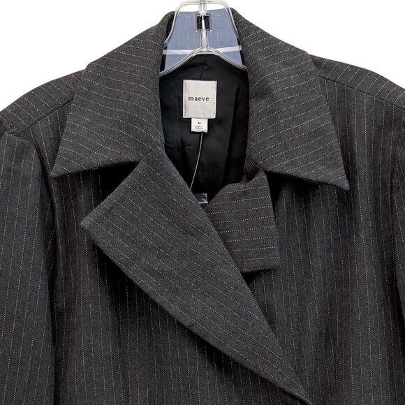 Anthropologie Maeve 80s Boxy Blazer Jacket Grey Womens Medium Striped Oversized - Picture 4 of 13